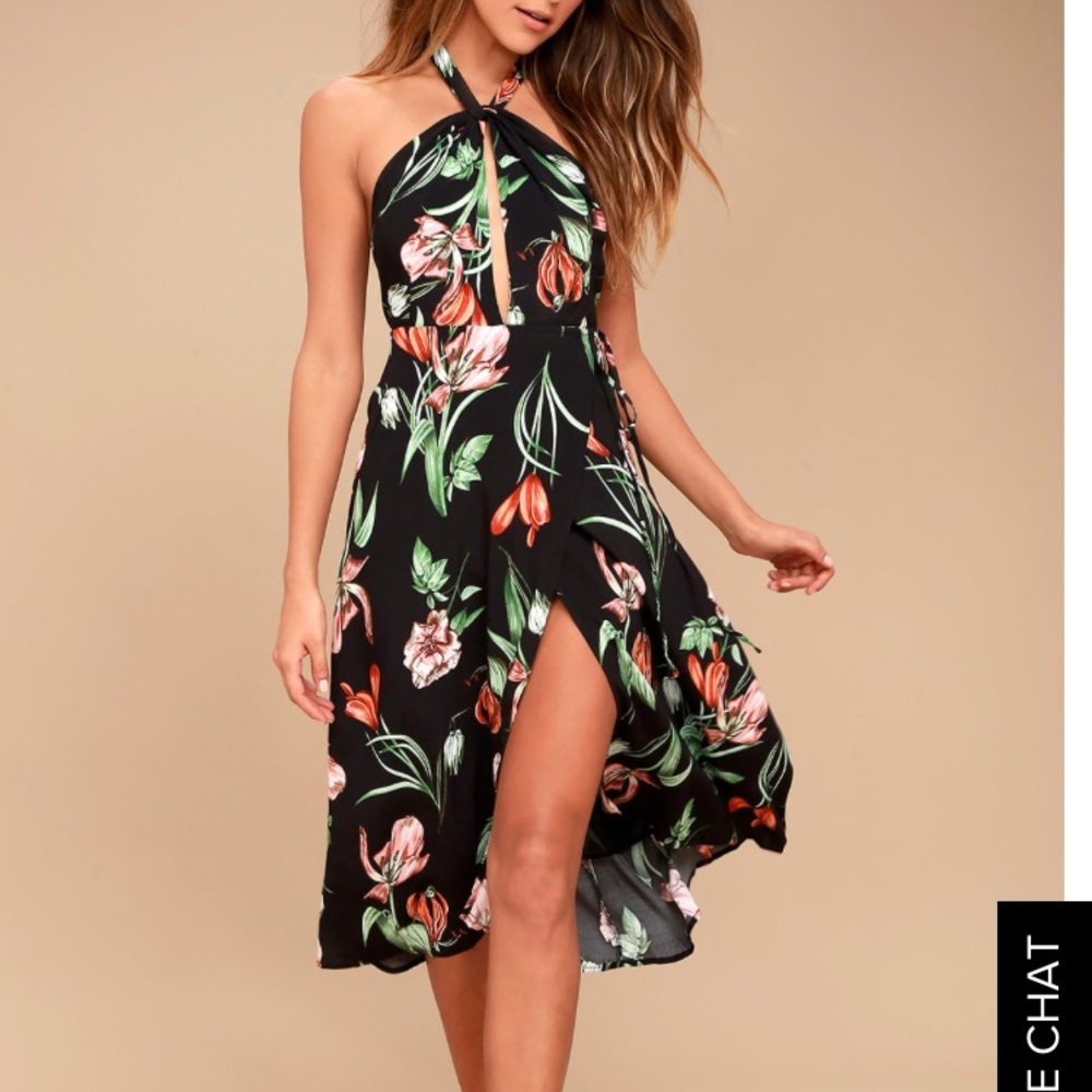 ASTR the label Luciana black floral dress GUC